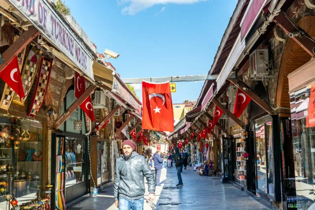 Shops along the quiet Arasta Bazaar behind the Blue Mosque
