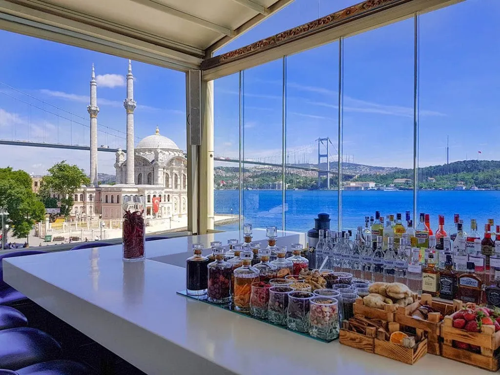 Ortakoy mosque and Bosphorus view from Banyan Restaurant