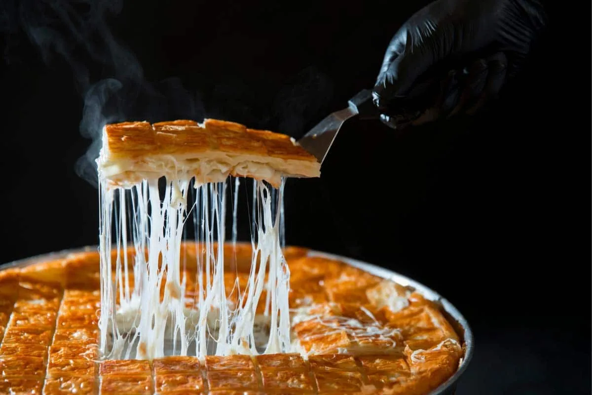 freshly cooked cheese pastry Turkish borek a popular street food in Istanbul