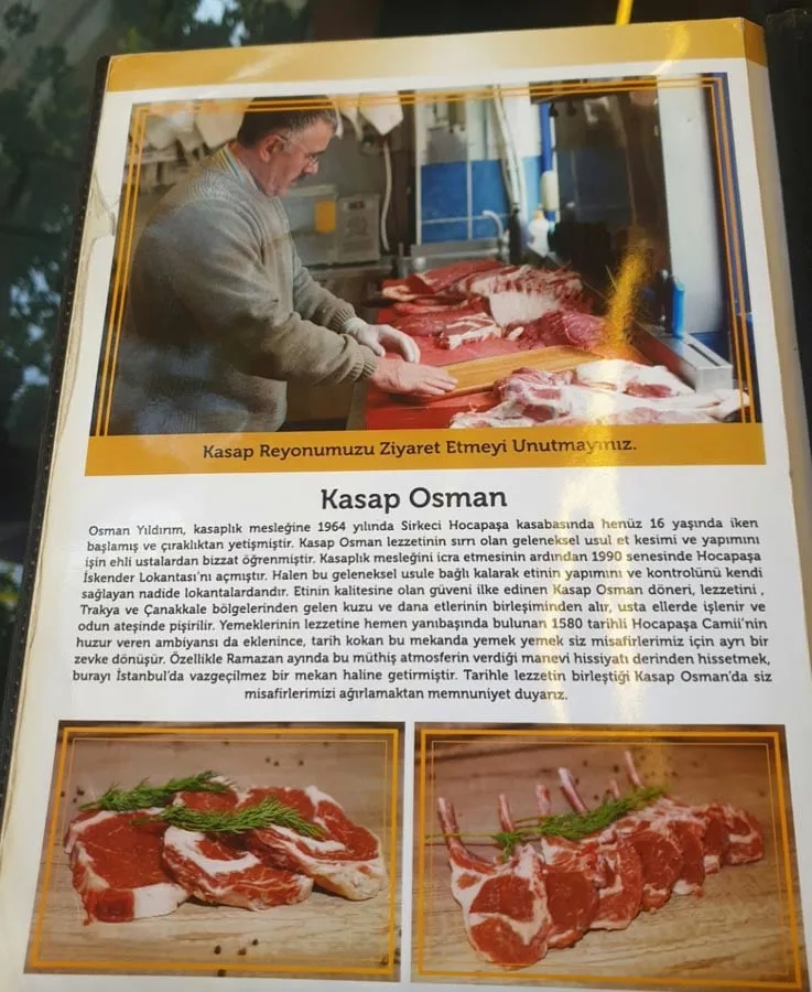 kasap osman is founded in 1964 and located in sirkeci and