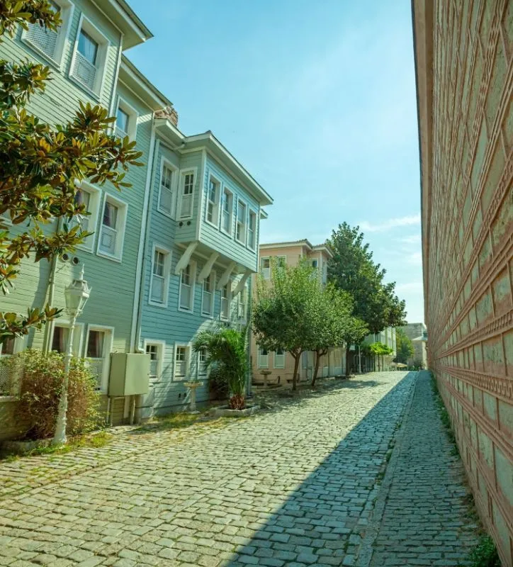 Ottoman wooden houses along cobbled Soğukçeşme Street in Sultanahmet