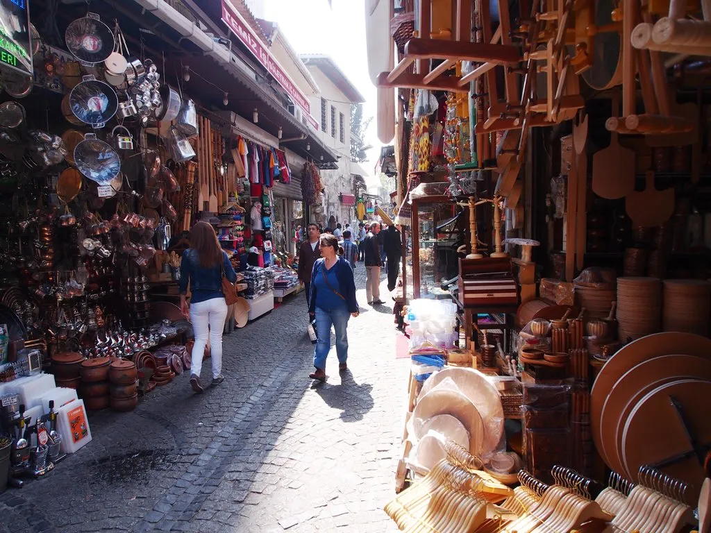 Crowded wholesale shopping backstreets of Tahtakale near the Spice Market, Istanbul