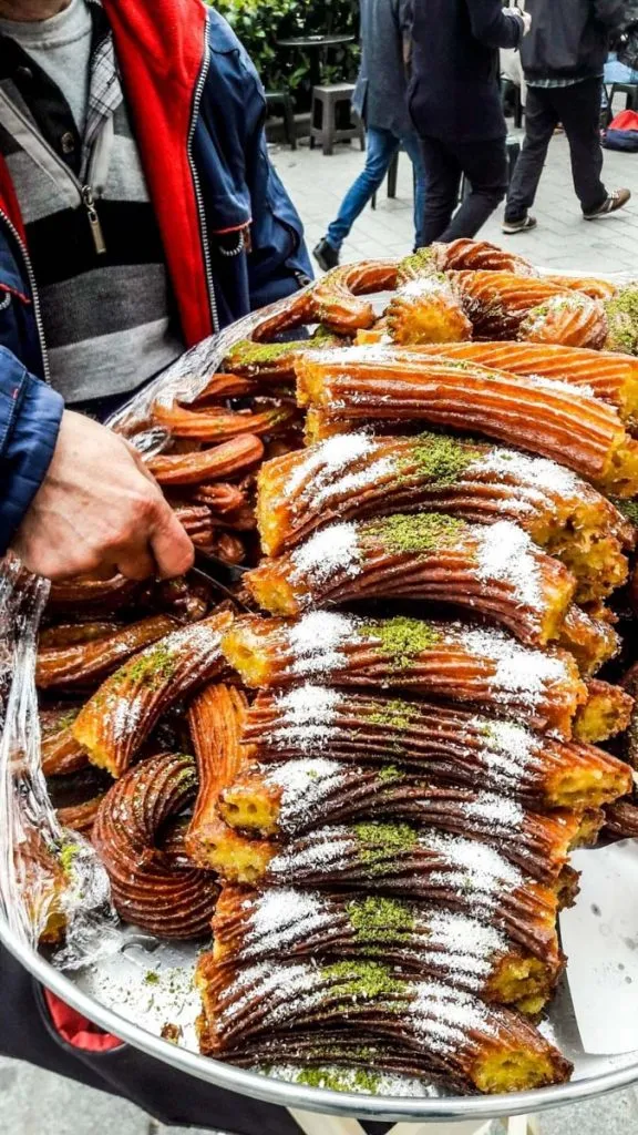 cruncy and golden fried street dessert in istanbul