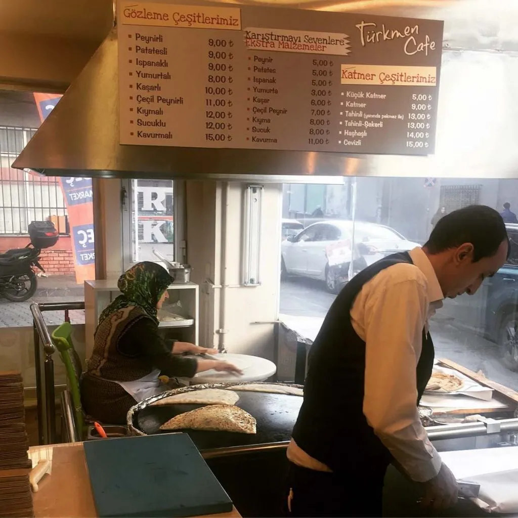 Gözleme at Türkmen Cafe, a small local favorite in Istanbul