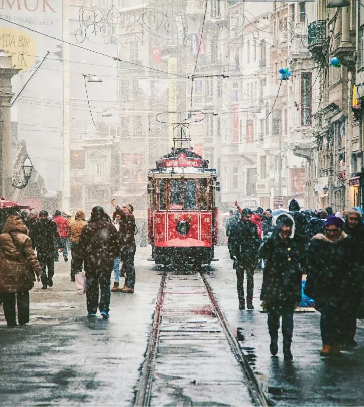 Istiklal Street in winter, Istanbul